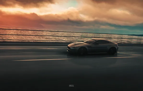 Aston Martin, Sea, Auto, Machine, Rendering, Aston Martin Vantage, DRIVECLUB, Game Art