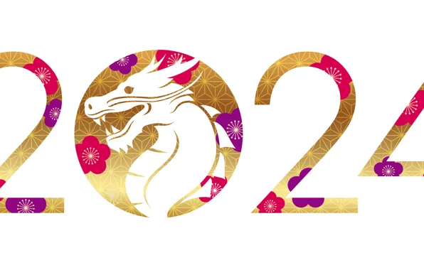 Figures, New year, date, composition, 2024, New Year 2024
