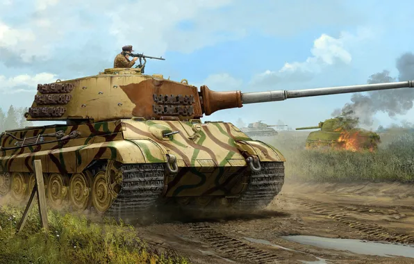 Germany, tank, Tiger II, Vincent Wai, Heavy, Pz.Kpfw.VI Ausf.B, the Waffen-SS, Waffen SS