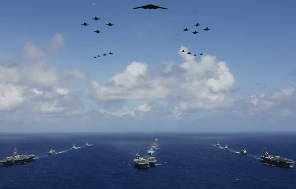 Ships, aircraft, helicopter, the carrier, B-2, bomber, UNITED STATES AIR FORCE, US NAVY