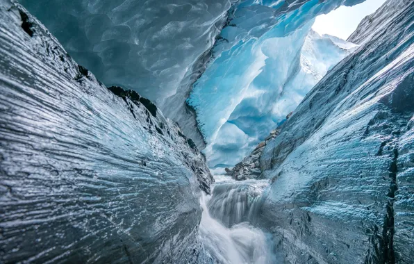 Stream, ice, Alaska, Alaska, Glacier Worthington, Worthington Glacier