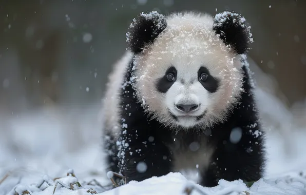 Winter, look, snow, nature, bear, Panda, bear, walk