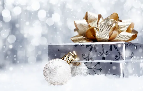 Picture snow, background, holiday, box, gift, Wallpaper, toys, new year