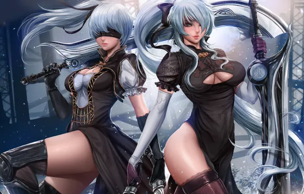 Girl, Girls, Figure, Body, Android, Art, Nier, Figure