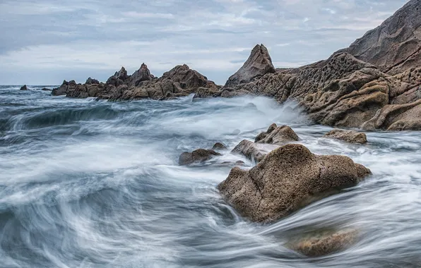 Sea, wave, rocks