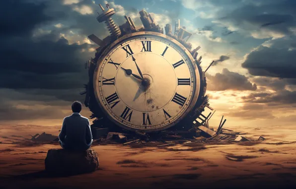 Sand, the sky, clouds, light, clouds, time, arrows, desert