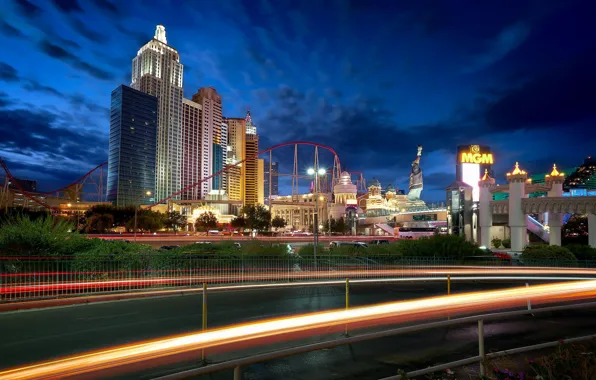 Lights, the evening, USA, Las Vegas, New-York