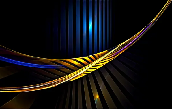 Picture abstraction, rendering, Wallpaper, curves, black background, picture, the play of light, light lines