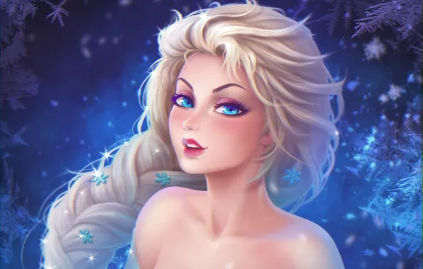 Girl, art, frozen, Elsa, prywinko