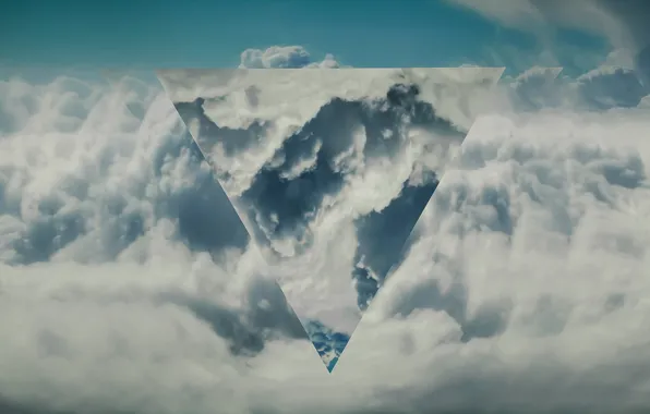 The sky, clouds, abstraction, symbol, triangle