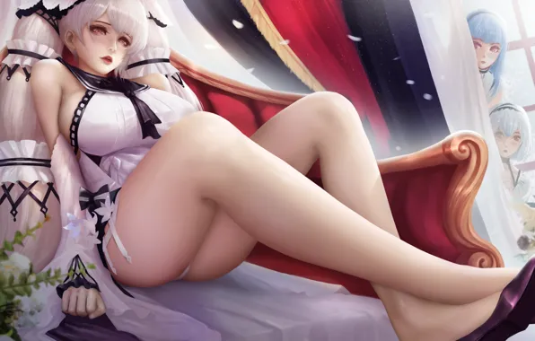 Flowers, girls, sofa, dido, azur lane, formidable, sirius, turewindwalker