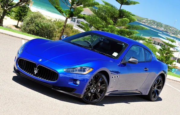 The sky, blue, Maserati, sports car, resort, GranTurismo, Maserati, the front