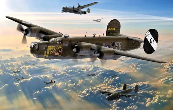 Bomber, B-24, 8th Air Force, 453rd BG, 734th BS, Jimmy Stewart, ''Male Call''