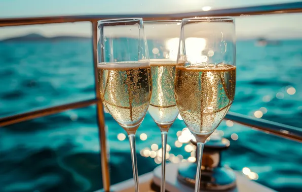 Sea, wave, summer, light, bubbles, holiday, wine, stay