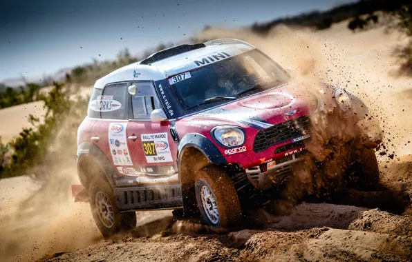 Sand, Red, Auto, Mini, Sport, 307, Rally, SUV
