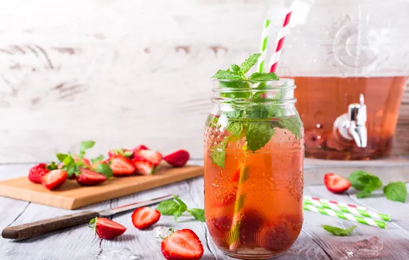 Berries, strawberry, Bank, drink, mint, compote, strawberry, Iryna Melnyk