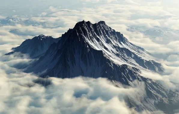 Picture clouds, nature, mountain