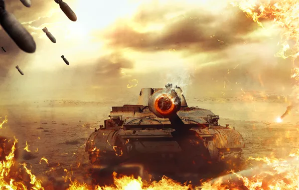 Fire, war, tank, World of Tanks