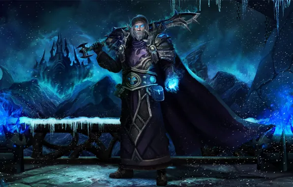 Winter, snow, night, darkness, the wind, sword, warrior, art