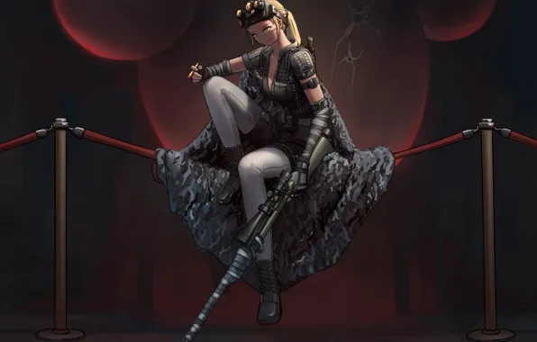Girl, Fantasy, Gun, Beautiful, Art, Style, Illustration, Weapon