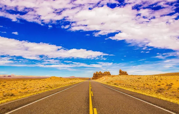 Desert, horizon, highway, desert, horizon, highway
