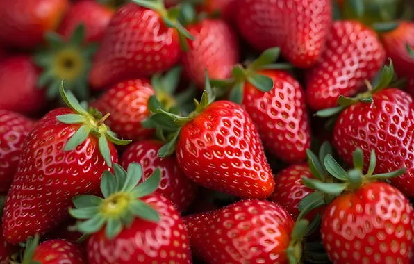 Berries, harvest, strawberry, a lot, AI art, neural network