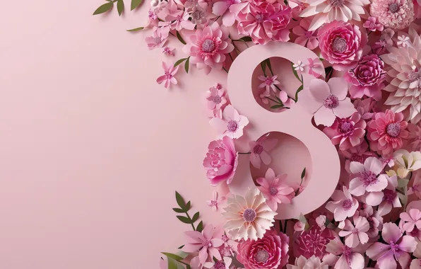 Flowers, holiday, spring, March 8, composition, International women's day, festive background, AI art
