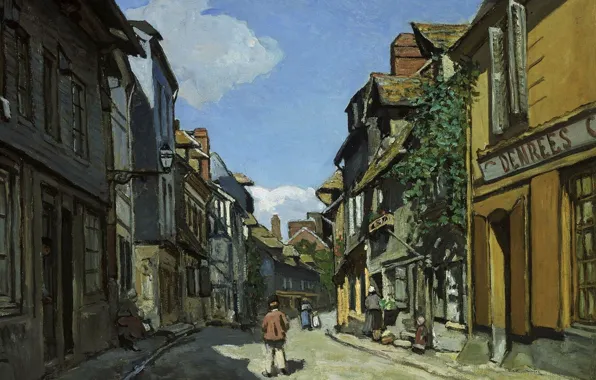 Street, home, picture, the urban landscape, Claude Monet, The Street of Bavolle at Honfleur