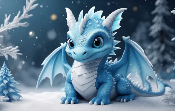Winter, snow, nature, snow, dragon, Christmas, New year, dragon