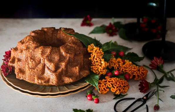 Flowers, berries, food, pie, cakes