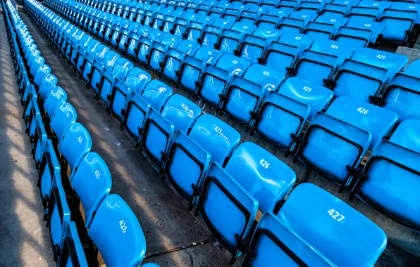 Wallpaper sport, blue, stadium, numbers, rows, seats for mobile and ...