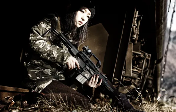Picture girl, ambush, machine, Asian