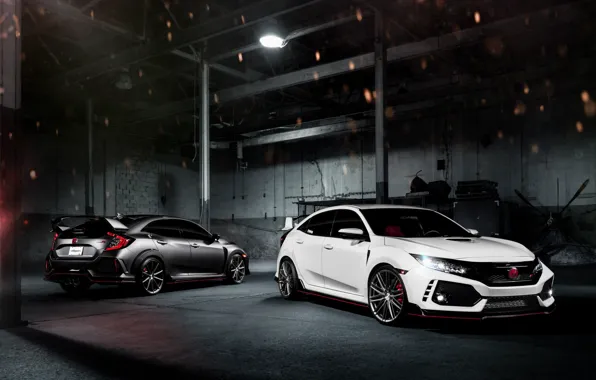 Picture machine, night, garage, Honda, Civic Type R