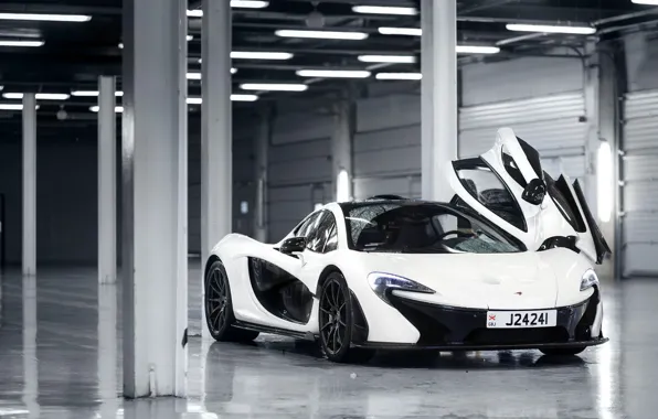 Picture McLaren, White, Supercar, 2014, Door, Underground Parking