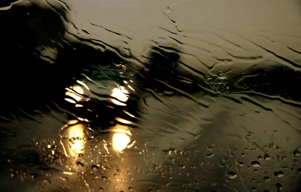 Road, glass, water, drops, night, rain, the shower, threads