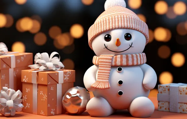 Winter, snow, Christmas, New year, snowmen, snowman, AI art, neural network