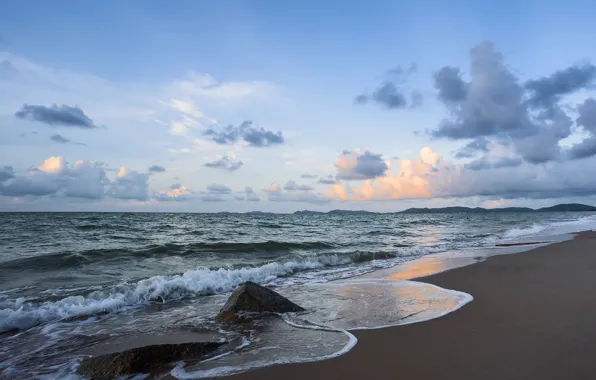 Sand, sea, wave, beach, summer, sunset, summer, beach
