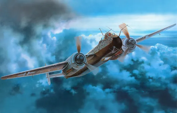 Picture Figure, Fighter, Night, Air force, Heinkel, German, FuG 212, P.1060