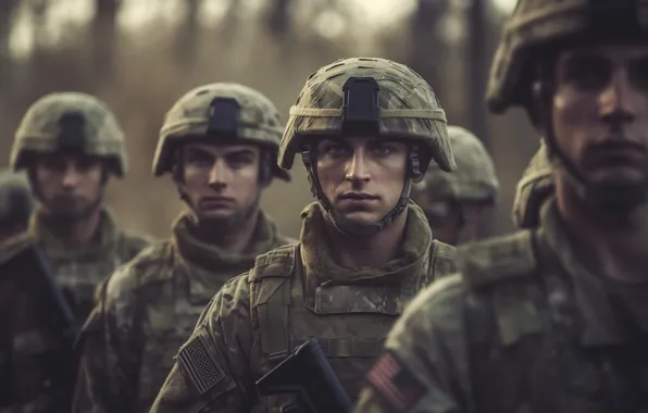 Look, Soldiers, Men, Digital art, Equipment, AI art, The Art of Artificial Intelligence, Neural network