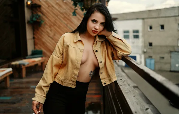 Look, girl, pose, brunette, tattoo, dzhinsovka, Yana, Vladimir Stefanovic