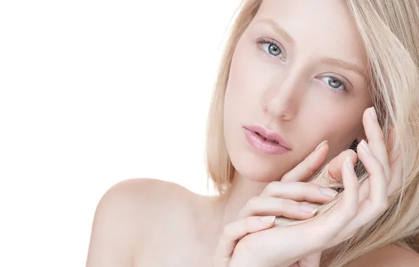 Look, girl, face, hands, blonde