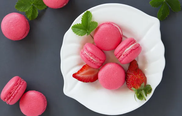 Picture strawberry, mint, strawberry macaroon