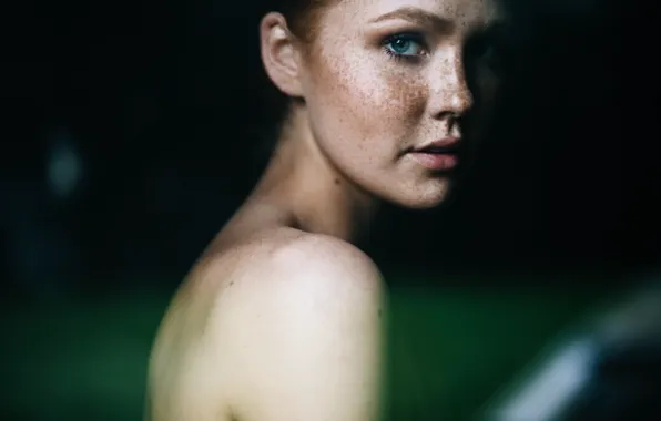 Girl, portrait, freckles