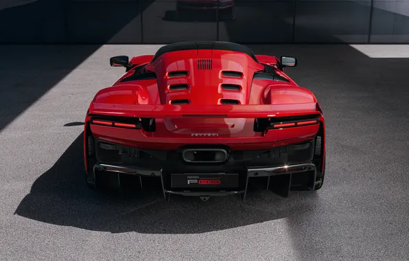 Supercar, Rear view, Rear, 2025, Italy Car, V6 Engine, Red & Black, Twin Turbo Hybrid