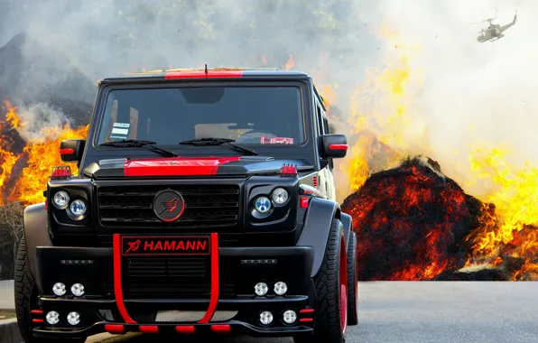 Picture background, tuning, SUV, Hamann, G55 AMG, black and red, Mercedes Benz