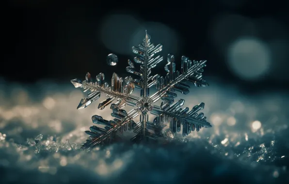 Winter, crystal, macro, snow, Shine, Christmas, New year, crystals