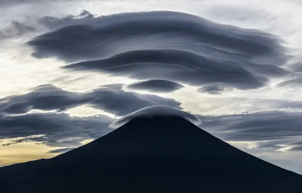 Picture Japan, twilight, Mount Fuji, sky, landscape, nature, sunset, clouds