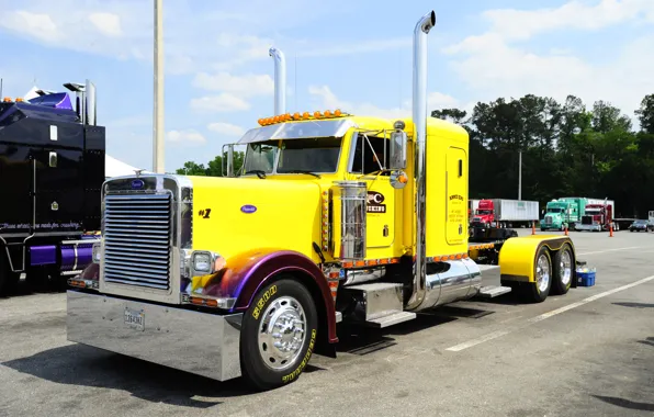 Yellow, Truck, Peterbilt, Cool Paint