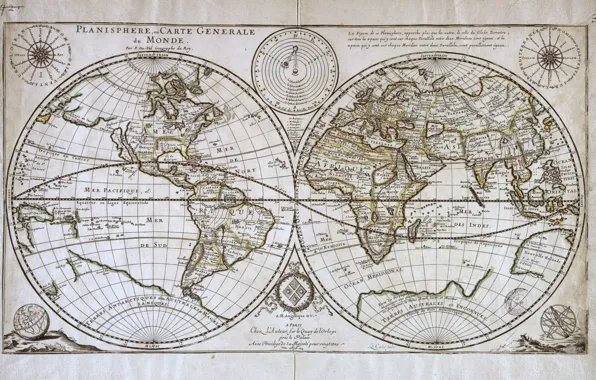 Picture map, hemisphere, planisphere duval