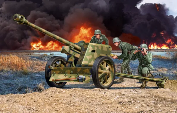 Soldiers, Artillery, Pak 40, Wehrmacht, Anti - tank gun